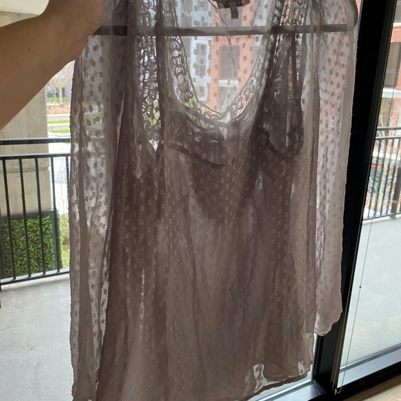 Daniel Rainn Gray Sheer dot blouse size Large - Picture 2 of 3